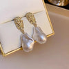 Irregular Water Droplet Imitation Pearl Dangle Earrings for Women Geometry Oval Metal Sheet Drop Earrings Party Retro Jewelry - Image 1