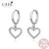 Round&Square Zircon Pendant Hoop Earrings Silver Rhinestones Drop Women Gift Jewelry Eardrop - Image 1
