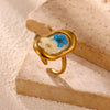 Heart Oval Eternity Flower Ring for Women Stainless Steel Gold Color Open Rings Summer Dopamine Jewelry - Image 8