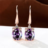 Female Crystal Green Red Oval Stone Zircon Earring Rose Gold Color Long Dangle Wedding Jewelry For Women - Image 7