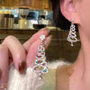 Christmas Tree Zircon Crystal Star Silver Color Earrings Stud Dangle Xmas Jewelry Women Party Gift - Image 2