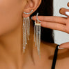 2 Curved Women's Pendant Earrings, Elegant Rhinestone Tassel Long Earrings, Jewelry, Date - Image 4