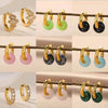 Stone Drop Earrings for Women Stainless Steel Gold Color Opal Round Earrings Wedding Christmas Jewerly Gift - Image 1