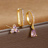 3PCS Water Drop Huggie Hoop Earrings Set for Women Three-petal Flower Stud Earrings Prevent Allergy Piercing Jewelry - Image 12