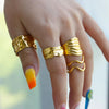 Irregular Geometric Chunky Opening Rings for Women Stainless Steel Gold Color Ring Aesthetic Wedding Jewelry Gift - Image 2