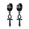 Drop Cross Earring Mens Egyptian Ankh Michael Hang Dangle Earrings Black Stainless Steel Male Punk Jewelry - Image 2
