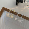 Shiny Snowflake Earrings for Women Unique Imitation Pearl Long Chain Rhinestone Retro Pendant Earrings Jewelry - Image 2