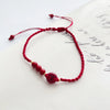 Lovely Stone Cinnabar Wine Red Peace Buckle Beaded Hand Woven Foot Accessories Foot Rope Anklet for Women - Image 3
