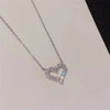 Kpop Crystal Hollow Love Pendant Necklace Romantic Zircon Simple Necklace For Women Jewelry Accessories - Image 3