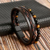19/21/23cm Hand-woven Leather Bracelet Multilayer Tiger Eye Beaded Leather Men Bracelet Punk Bangle for Men Jewelry - Image 4