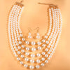 Kymyad Jewelry Sets Simulated Pearl Beads Multilayer Necklace Earrings Set For Women Statement Collar Necklace Set - Image 6