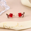 Colorful Enamel Flower Stud Earrings for Women Elegant Floral Petal Crystal Drop Earrings Jewelry Gift for Her - Image 9