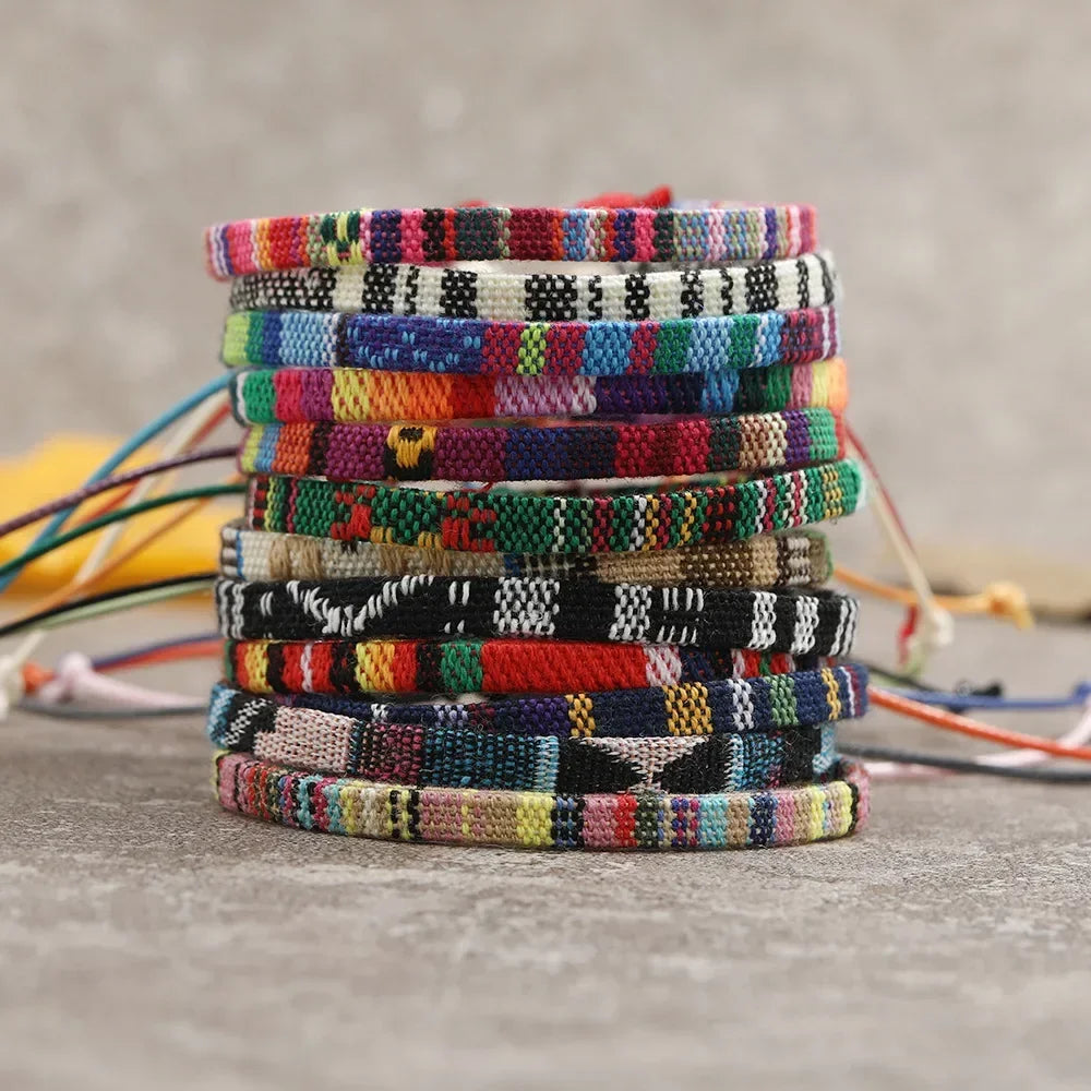 12Pcs Nepal Ethnic Colorful Bracelet Set For Women Bohemia Fabric Braided Rope Wristbands Men Bangle Summer Jewelry - Image 1