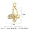 Cat Horseshoe Copper CZ Cycling Charm Bear Butterfly Racket Pendant For Bracelet Necklace Making - Image 23