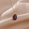 Oval Colorful Stone Necklace For Women Stainless Steel Gold Color Green Opal Stone Pendant Necklace Aesthetic Jewelry Gif - Image 18