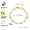Elegant White Cubic Zircon Charm Bracelet,Women's Hollow Elliptical Handmade Chain Bracelet,Gold Color Stainless Steel Bracelets - Image 6