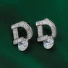 Japanese and Korean Women's Earrings. D Letter Inlaid with Zircon, Women's Earrings on the Internet - Image 1