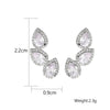 Shiny Zircon Leaf Stud Earrings For Women Crystal Water Drop Ear Cuff Wrap Earring Wedding Jewelry - Image 6