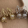 Exaggerated Simulated Pearl Hollow Out Metal Rose Flower Tassel Long Drop Earrings for Women Gold Silver Plated Alloy - Image 1