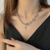 Kpop Shiny Star Necklace for Women Y2K Crystal Zircon Cross Pendant Necklaces Girls Antique Silver Color Clavicle Chain - Image 4