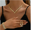 Rhinestone V Necklace and Drop Earrings Bridal Jewelry Set with Optional Bracelet - Image 10