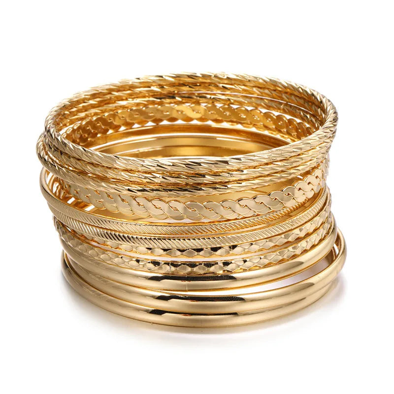 Stackable Bangle Bracelet Set in Gold-Tone and Silver-Tone - Image 1