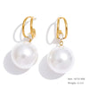 Imitation Pearls Drop Stainless Steel Golden Korean Hoop Earrings Charms Jewelry Gift - Image 26