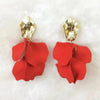 Gold Color Metal Leaf Acrylic Petal Flower Drop Earrings For Women Rose Pink Blue Orange Green Colors - Image 24