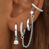 4PC Chain Huggie Earring Set For Women Flower Tragus Hoop Earrings Bulk Cartilage Piercing Helix Jewelry Lobe Earing Lot - Image 13