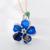 Buyee Silver Female Big Clip Earring Blue Enamel Flower Dangle Earring for Women Jewelry Earrings - Image 5
