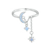 Silver Opal Star and Moon Chain Double Layer Ring for Women Wedding Adjustable Ring for Women Jewelry - Image 7