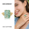 Bocarman Rectangular Ice Cut Mint Green Cubic Zirconia Copper Ring For Women Vintage Engagement Wedding Adjustable Jewelry - Image 1