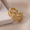 Stainless Steel Bead Twist Cross Rings For Women Gold Plated Irregular Opening Ring Wedding Aesthetic Jewelry - Image 3