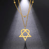Him Heartagram Star Pendant Necklace Stainless Steel Heart Pentagonal Chain Necklace Women Couple Jewelry Wedding Gift - Image 24