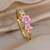 Stackable Stainless Steel Bracelet Bangle Women Boho Enamel Dripping Oil Flower Cuff Bracelet Hand Jewelry - Image 3