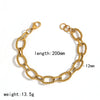 Gold Plated Stainless Steel Oval Chain Bracelet Chunky Statement Bangle for Women Men Stackable Jewelry - Image 7