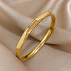Simple Office Facet 316L Stainless Steel Cuff Bangle Bracelets For Women Man Unisex Unique Gold Silver Color Jewelry - Image 2