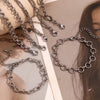 Silver Color Paper Clip Splicing Rough Round Chain Bowtie Rhombus Geometric Minimalist Love Bracelet - Image 4
