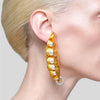 Metal Plated Pea Style Dangle Earrings for Women Jewelry Vintage Atificial Pearls Statement Earrings - Image 1