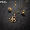 Stainless Steel Lily Flower Necklace Set with Matching Earrings and 45 cm Chain - Image 5