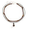 KunJoe 2pcs/set Stone Pendant Necklace for Men Vintage Wood Beads Skin Wax Thread Choker Necklace - Image 6