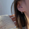 Silver Round Stud Earrings for Women Simple Inlaid Design Hoops Earrings Wedding Party Jewelry Accessories Gifts - Image 3