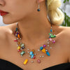 Colorful Shell Crystal Necklaces Earrings Set For Women Multilayer Choker Necklace Women Crystal Earring Jewelry Sets - Image 7