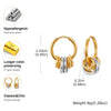 Two Tone Circle Hoop Earring for Women, Hammered Stainless Steel Women's Mini Huggie Earrings, Gold Plated Small Hoops - Image 7