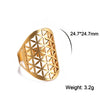 Eueavan Flower of Life Ring Stainless Steel Sacred Geometry Archangel Metatron Ring Adjustable Amulet Jewelry Gift - Image 27