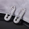 Classic Geometric Paper Clip Stud Earrings Silver Plated Shiny Zircon Wedding Party Jewelry Gift for Women - Image 4