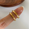 Stainless Steel Textured Rings with Starburst Heart and Three-Piece Options - Image 1