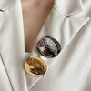 Greatera Women's Brooch Irregular Folded Round Metal Pins Gold Silver Color Brooches Accessories Party Jewelry Gift - Image 1