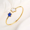Gold-Plated Stainless Steel Five-Leaf Flower Open Bangle For Woman Girl Party Lucky Jewelry Accessories Daily Wear Clover - Image 15