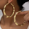 Exaggerated Round Circle Bamboo Hoop Earrings For Women Vintage Chunky Versatile Dangle Drop Earrings Party Wedding Jewelry - Image 1